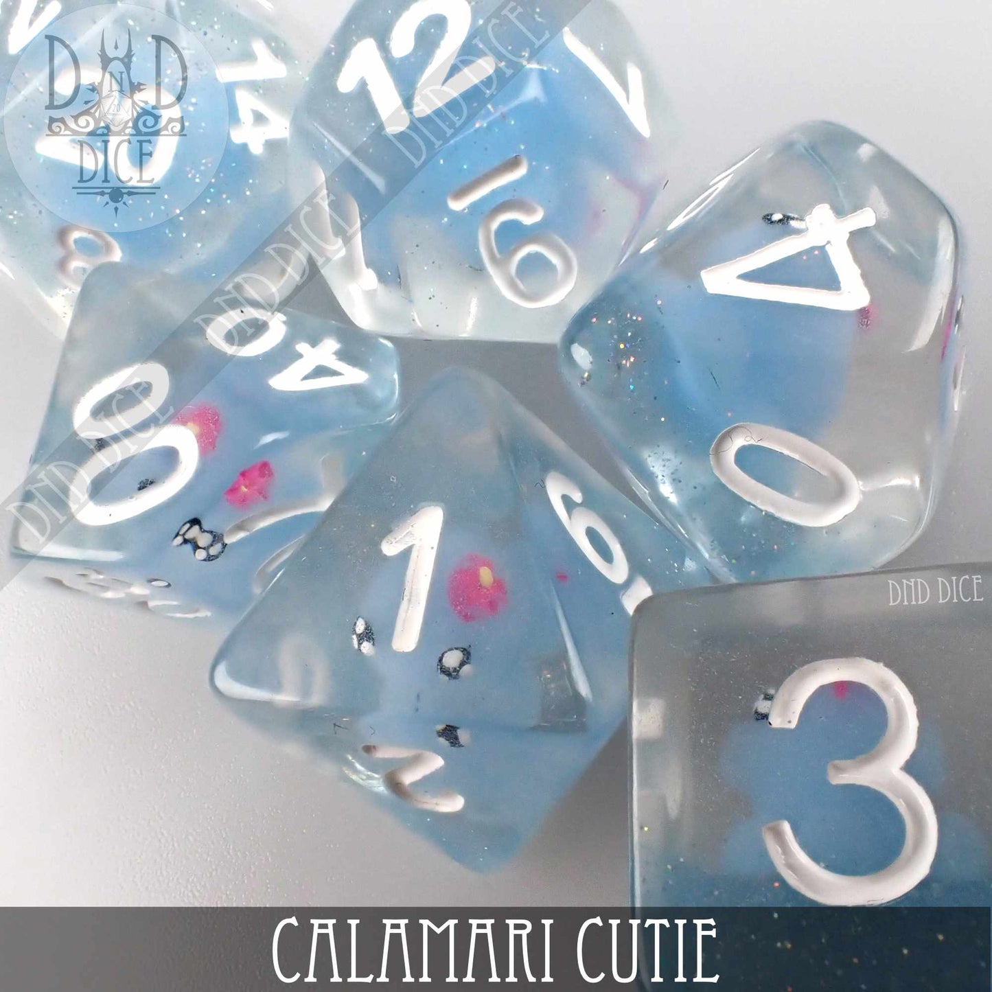 Calamari Cutie Dice Set – 7-Piece Resin Polyhedral Dice for D&D & RPGs