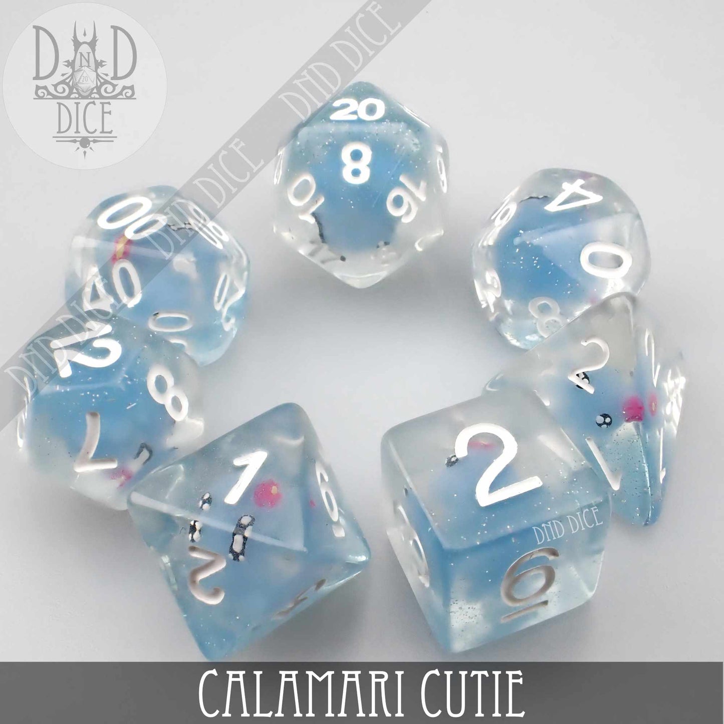 Calamari Cutie Dice Set – 7-Piece Resin Polyhedral Dice for D&D & RPGs