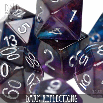 Dark Reflections Dice Set – 7-Piece Polyhedral RPG Dice for D&D & Pathfinder