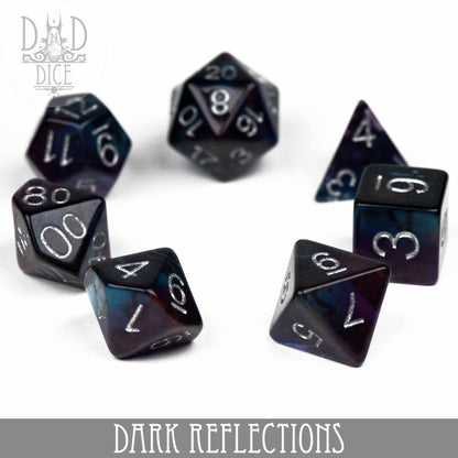 Dark Reflections Dice Set – 7-Piece Polyhedral RPG Dice for D&D & Pathfinder