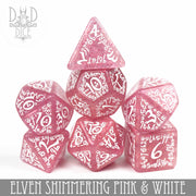 Elven Shimmering Pink & White Dice Set