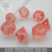 Elven Transparent & Red Dice Set