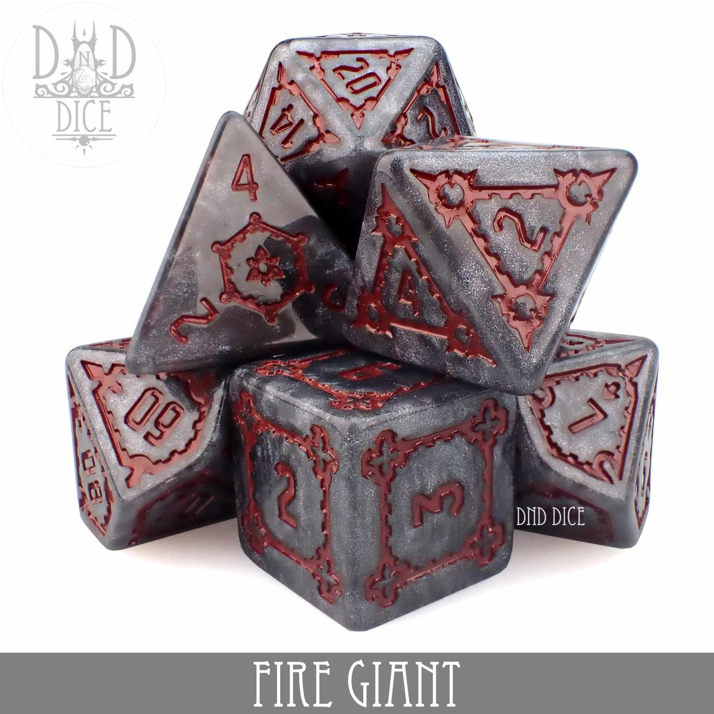 Fire Giant Dice Set – Oversize 7-Piece Polyhedral RPG Dice