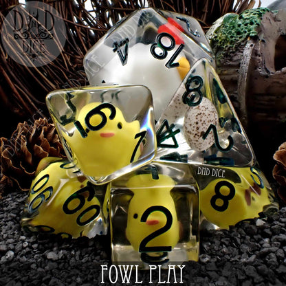 Fowl Play 8 Dice Set – Chicken-Themed Resin DND Dice