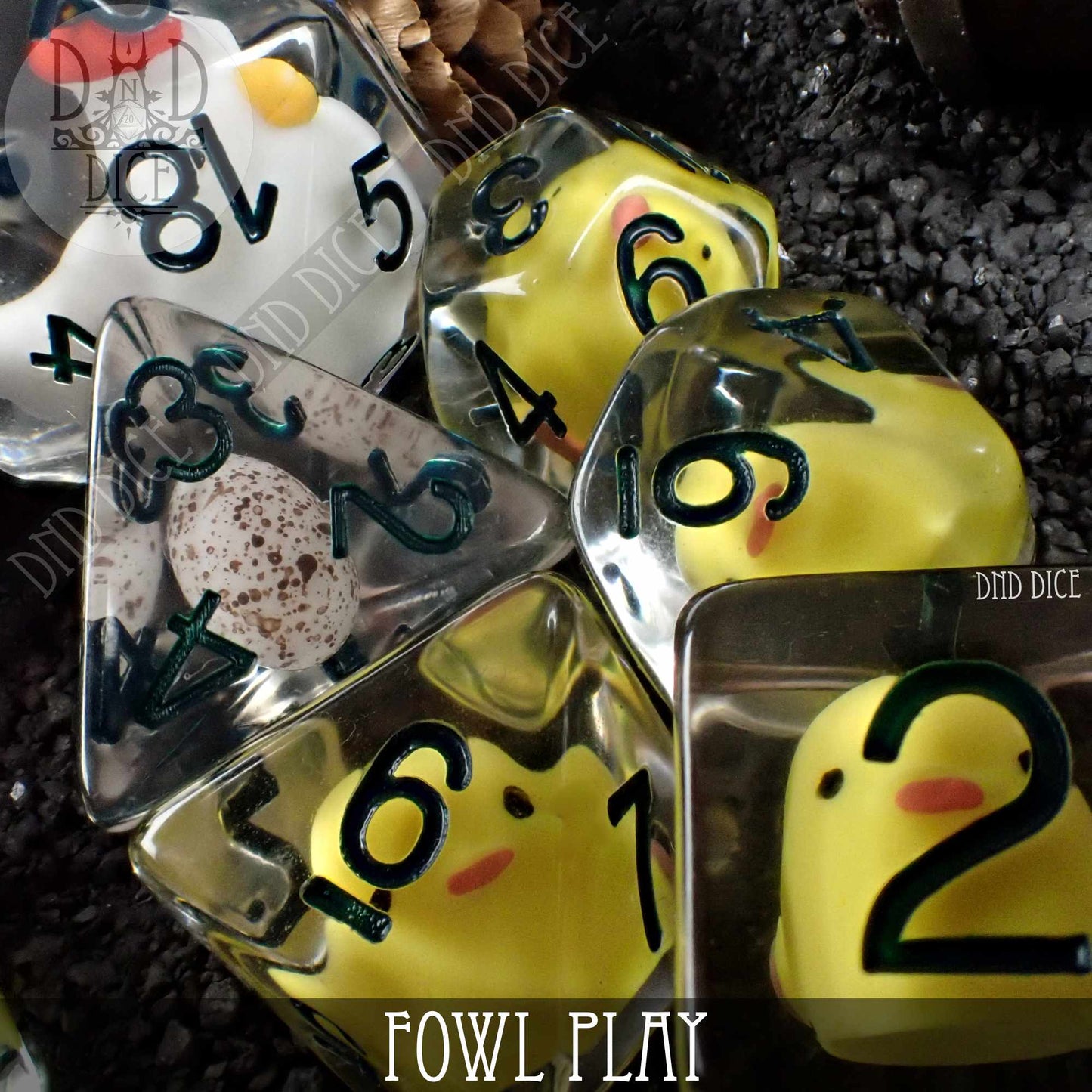 Fowl Play 8 Dice Set – Chicken-Themed Resin DND Dice