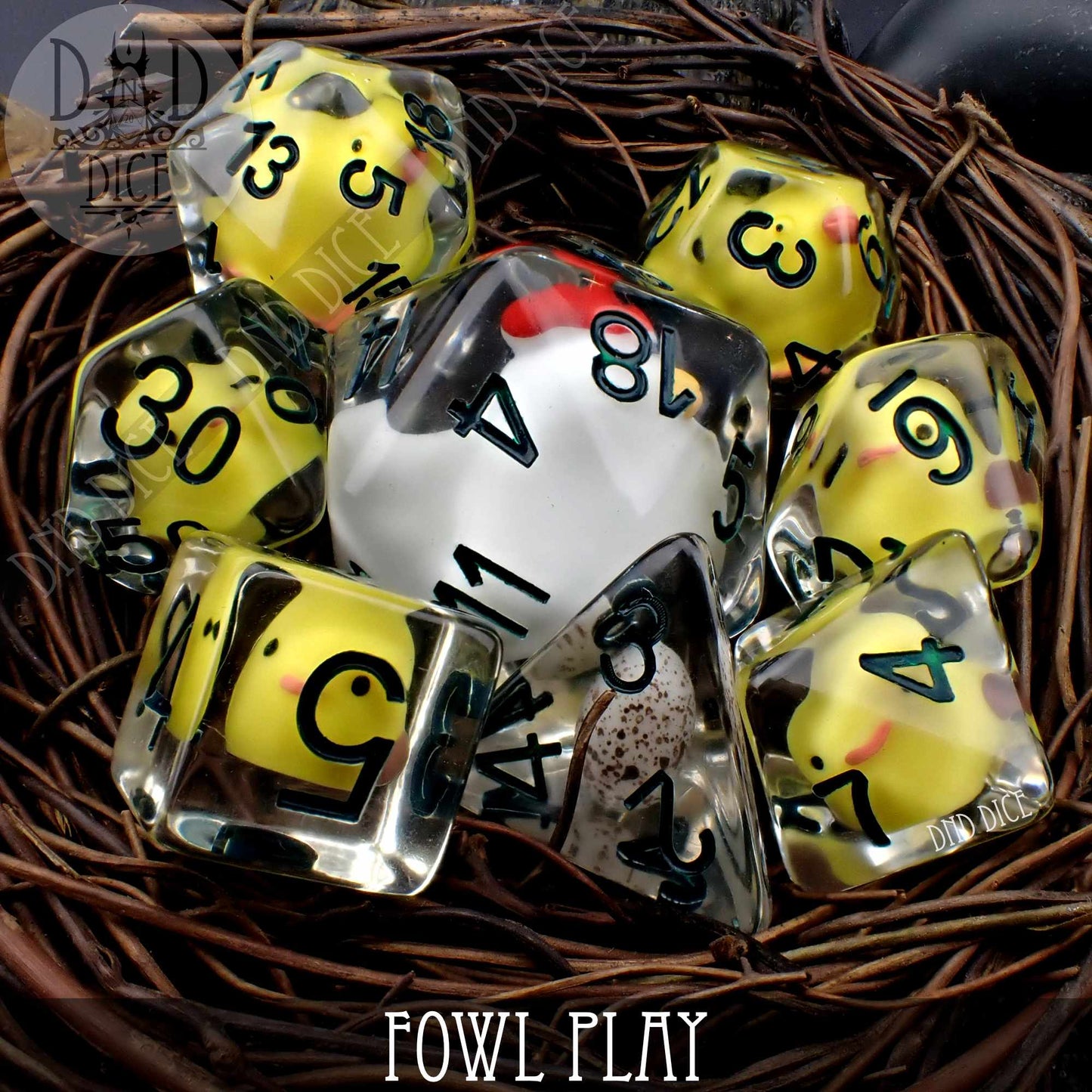 Fowl Play 8 Dice Set – Chicken-Themed Resin DND Dice