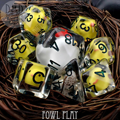 Fowl Play 8 Dice Set – Chicken-Themed Resin DND Dice