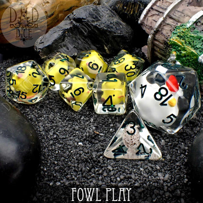 Fowl Play 8 Dice Set – Chicken-Themed Resin DND Dice