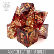 Golden Feather Scarlet Handmade Dice Set