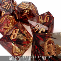 Golden Feather Scarlet Handmade Dice Set