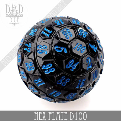 Hex Plate D100 (Percentile) Black With Blue (45mm)