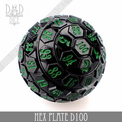 Hex Plate D100 (Percentile) Black With Green (45mm)