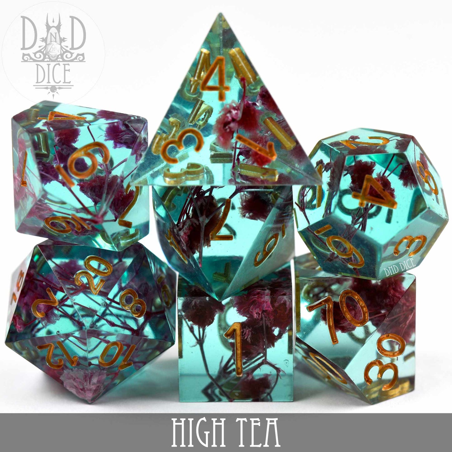 High Tea Handmade Dice Set – Hand-Polished Resin DND Dice