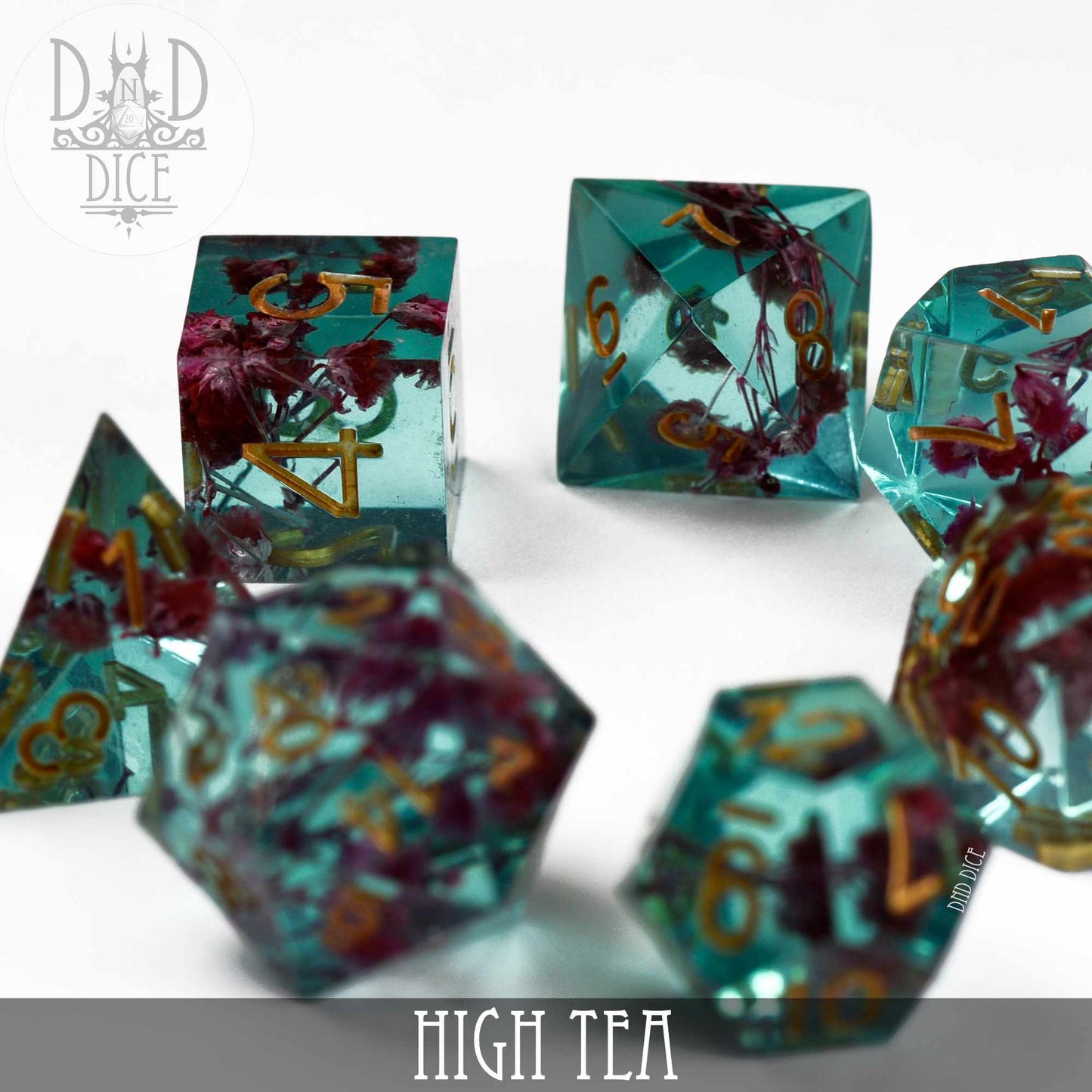 High Tea Handmade Dice Set – Hand-Polished Resin DND Dice