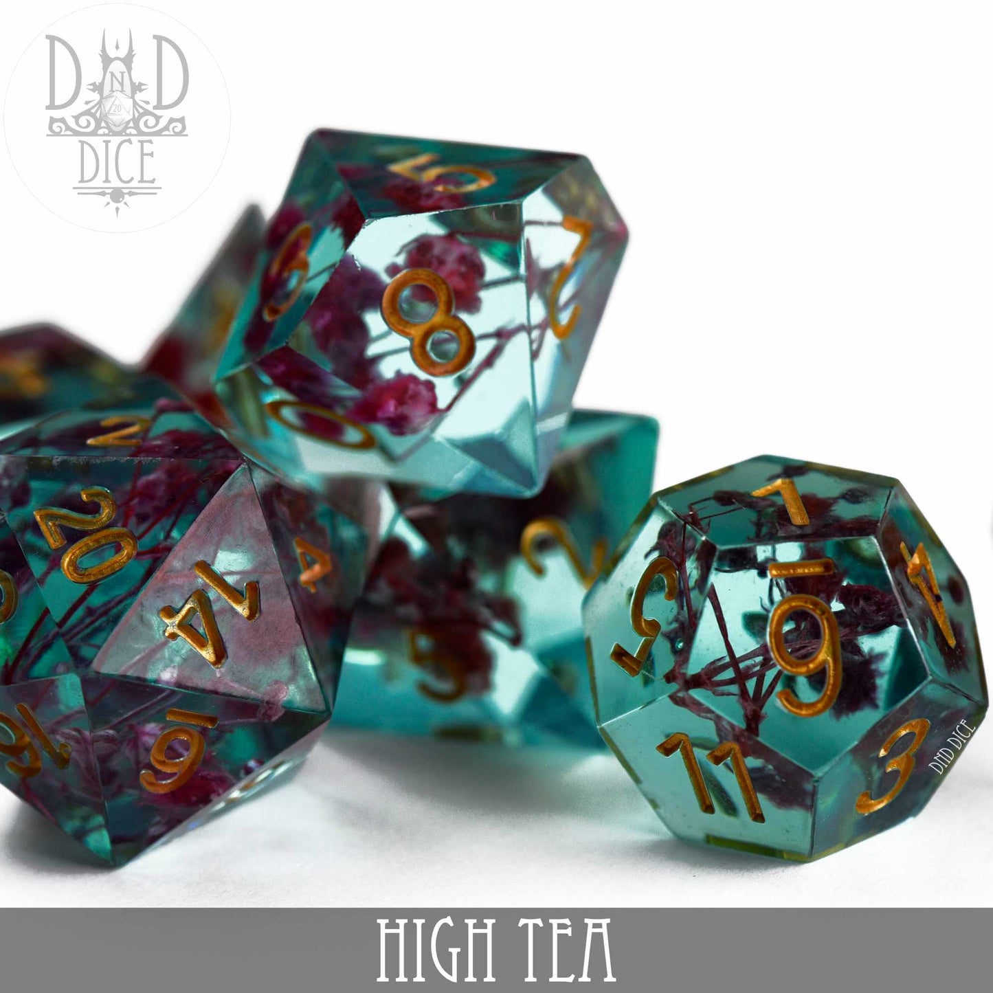 High Tea Handmade Dice Set – Hand-Polished Resin DND Dice