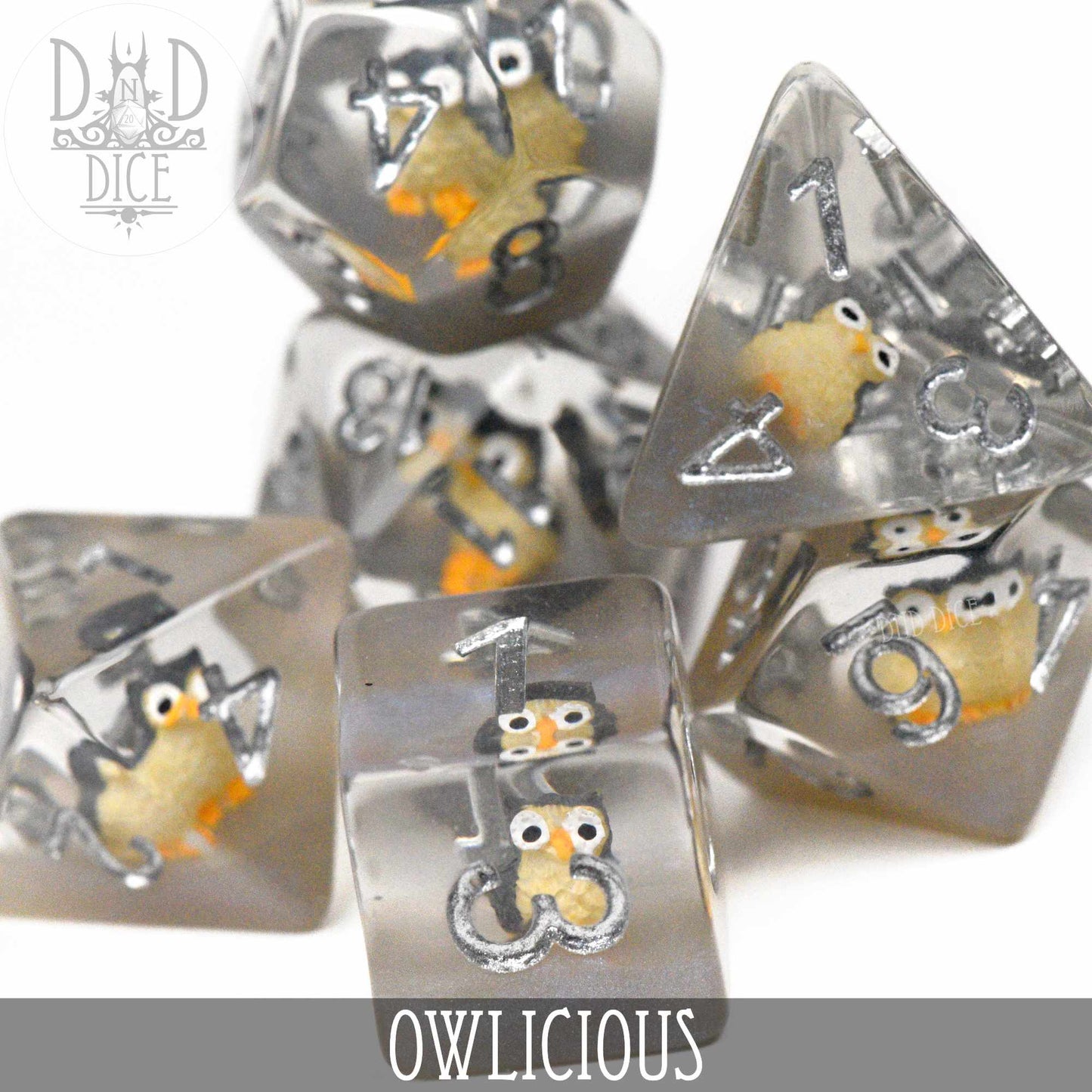 Owlicious Dice Set – 7-Piece Polyhedral RPG Dice for D&D & Pathfinder