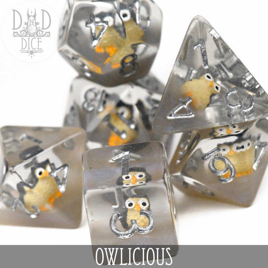 Owlicious Dice Set – 7-Piece Polyhedral RPG Dice for D&D & Pathfinder