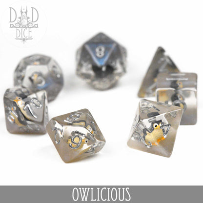 Owlicious Dice Set – 7-Piece Polyhedral RPG Dice for D&D & Pathfinder