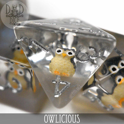 Owlicious Dice Set – 7-Piece Polyhedral RPG Dice for D&D & Pathfinder
