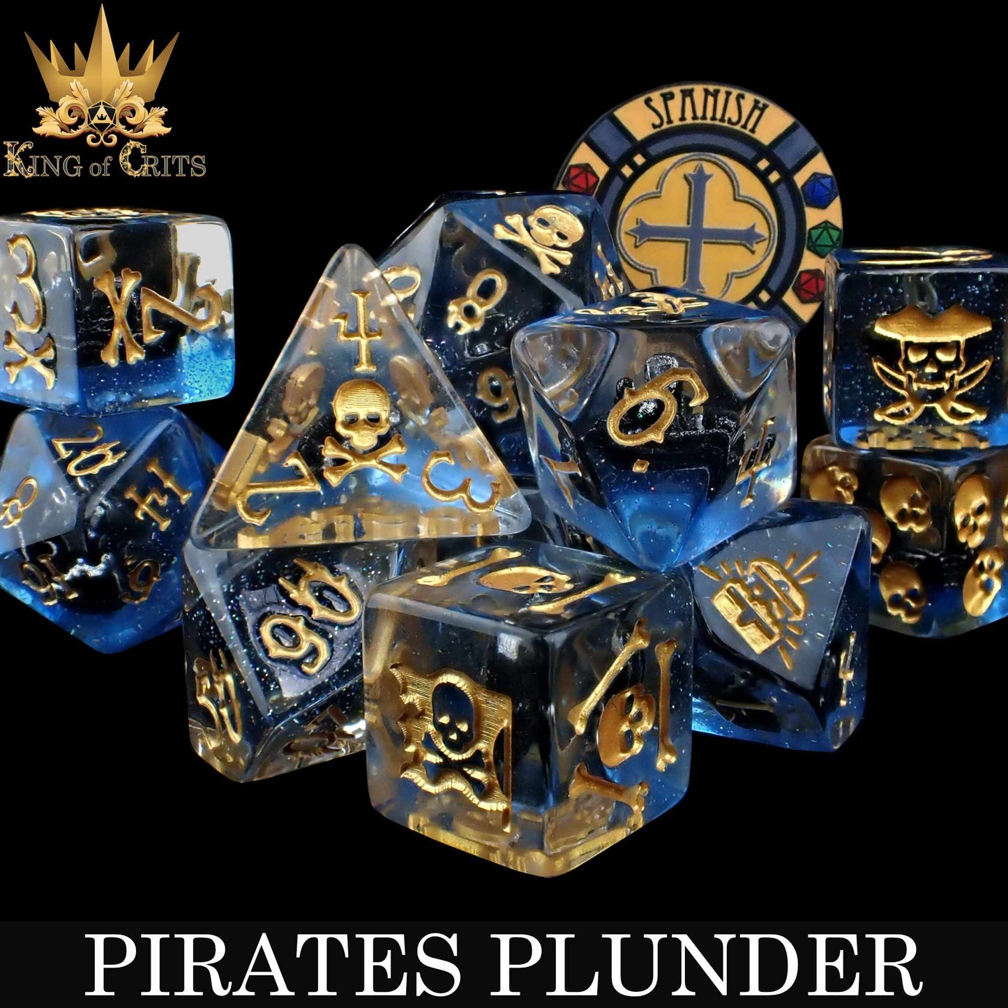Pirates Plunder 11 Dice Set - 12-Piece Pirate Ship Dice with Exclusive Artwork