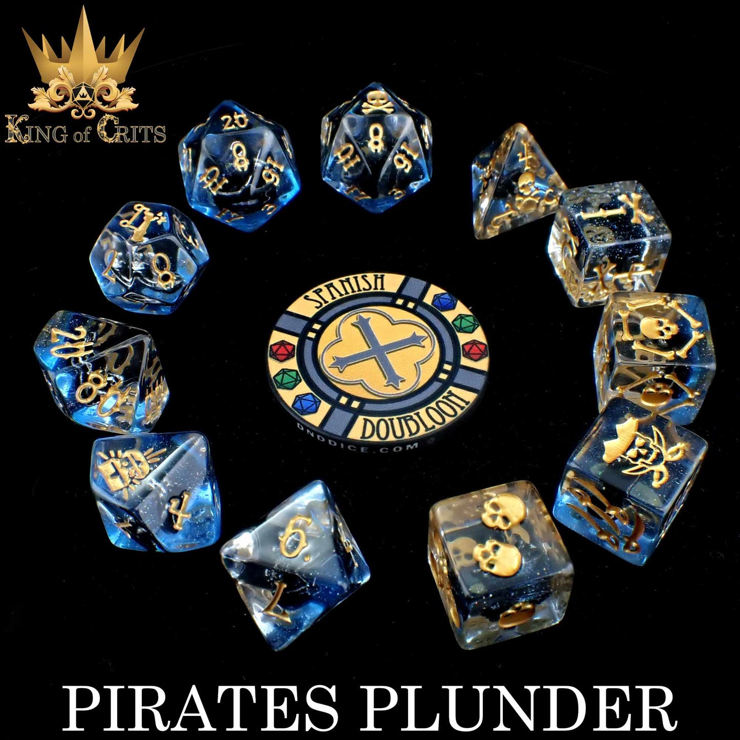 Pirates Plunder 11 Dice Set - 12-Piece Pirate Ship Dice with Exclusive Artwork