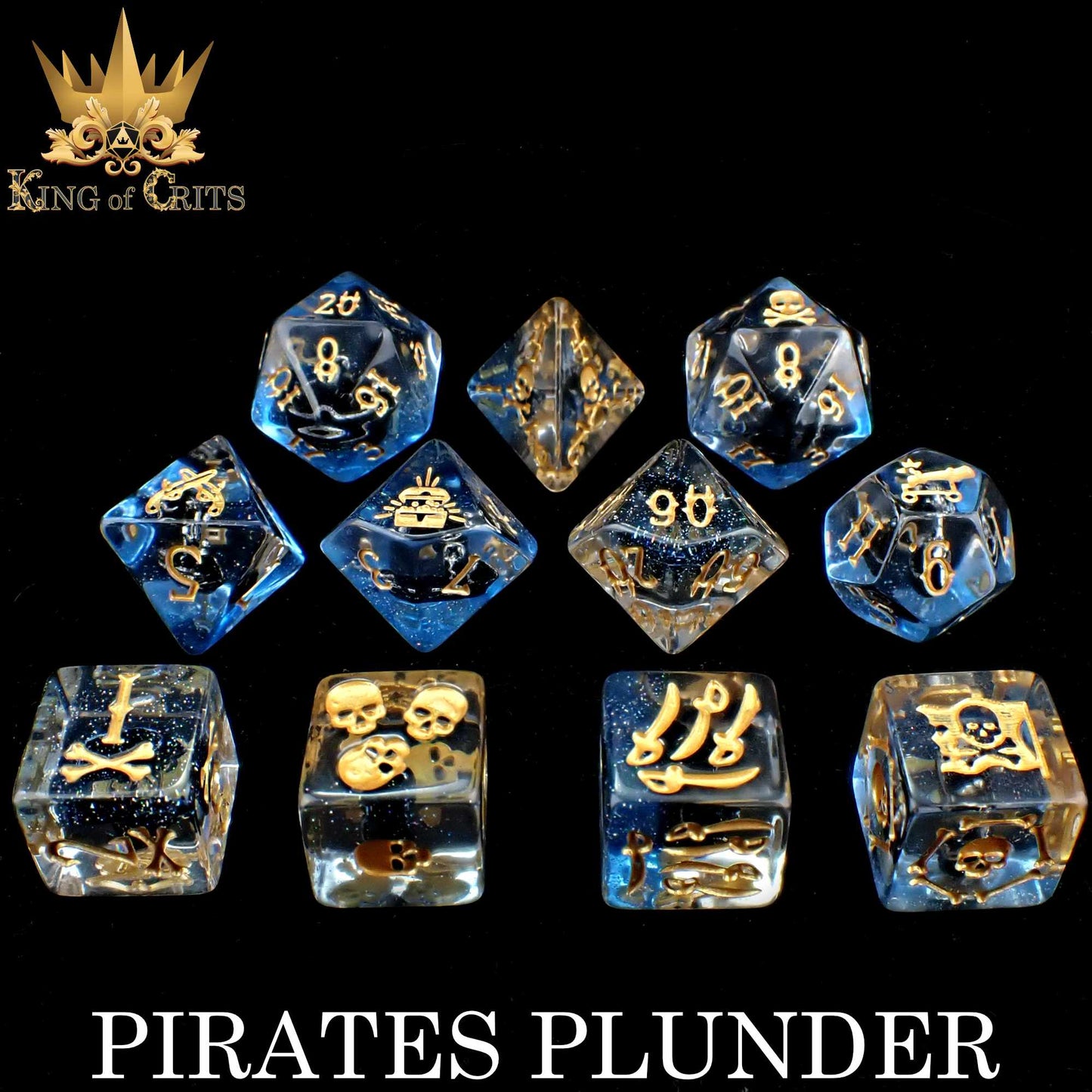 Pirates Plunder 11 Dice Set - 12-Piece Pirate Ship Dice with Exclusive Artwork