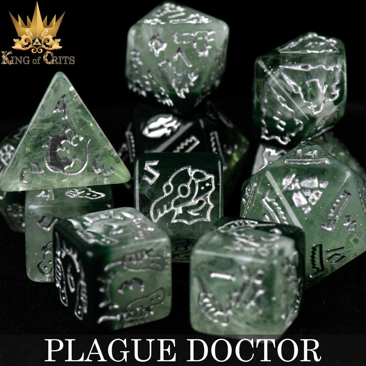 Plague Doctor 11-Piece Resin RPG Dice Set with Poker Chip