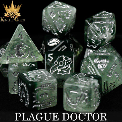 Plague Doctor 11-Piece Resin RPG Dice Set with Poker Chip