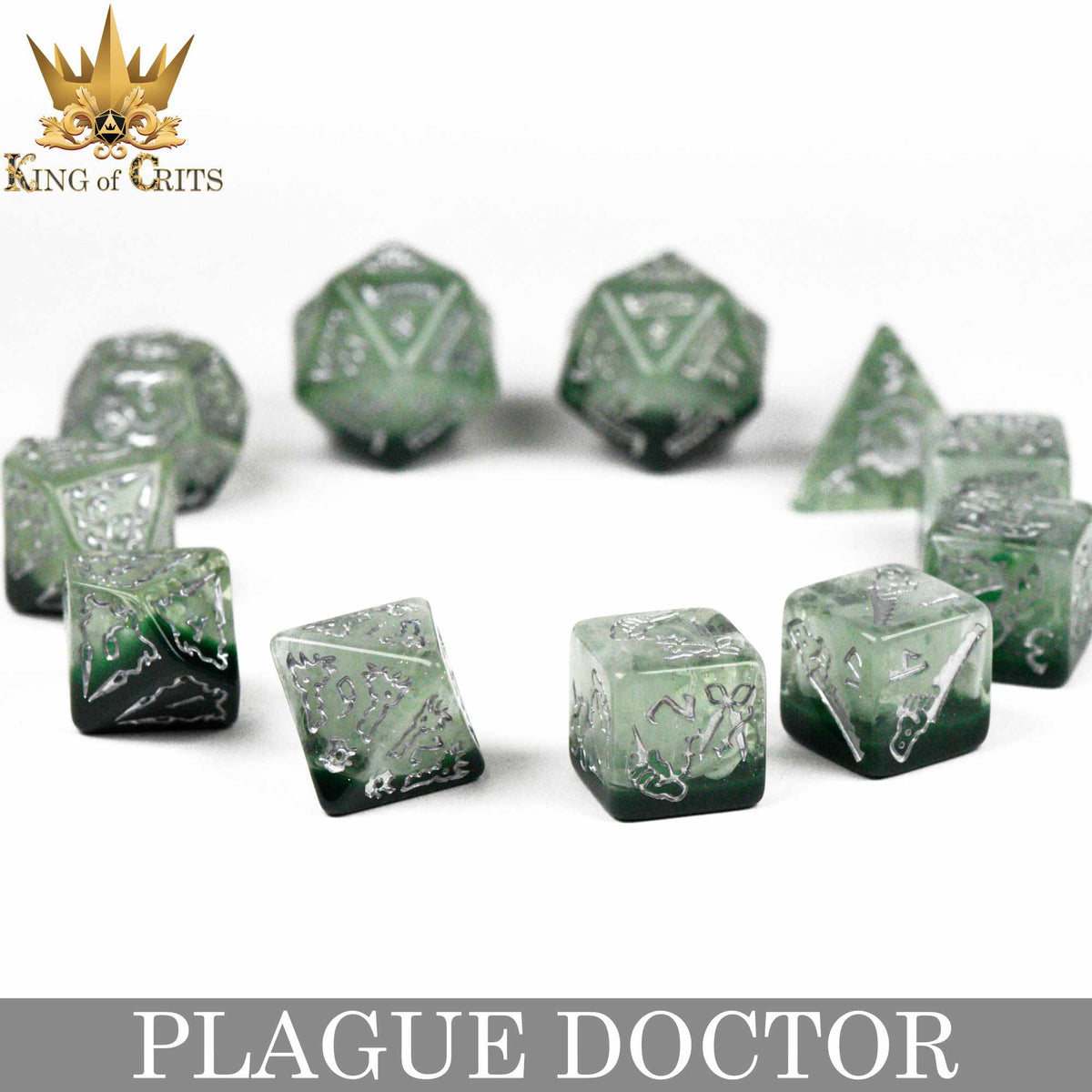 Plague Doctor 11-Piece Resin RPG Dice Set with Poker Chip