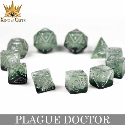 Plague Doctor 11-Piece Resin RPG Dice Set with Poker Chip
