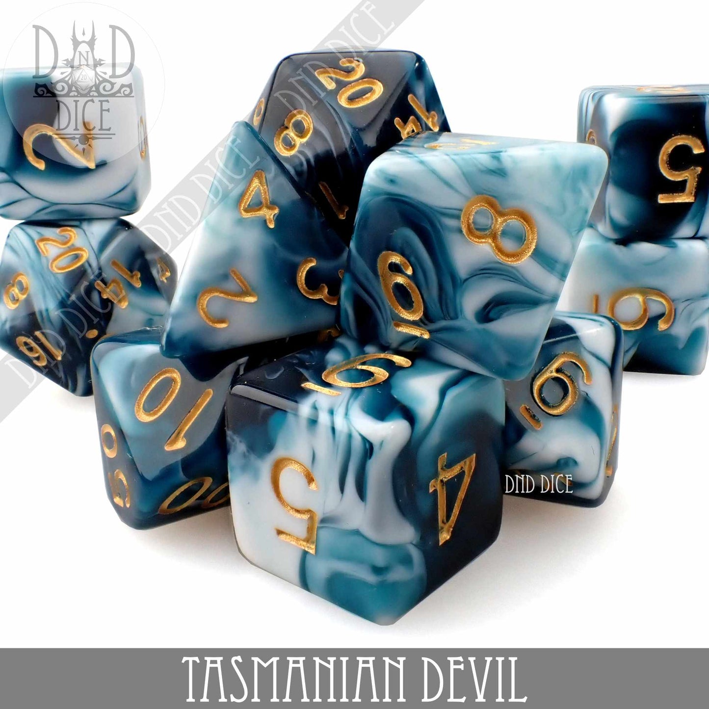 Tasmanian Devil Dice Set – 7 or 11-Piece Polyhedral RPG Dice
