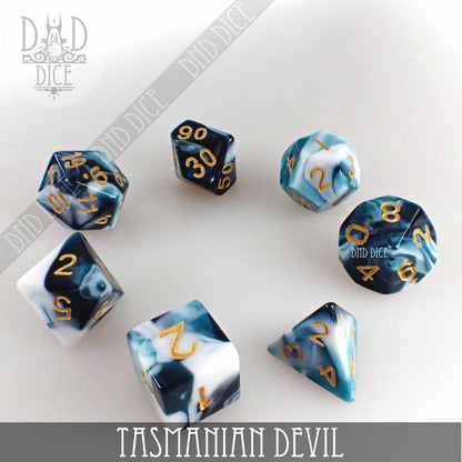 Tasmanian Devil Dice Set – 7 or 11-Piece Polyhedral RPG Dice