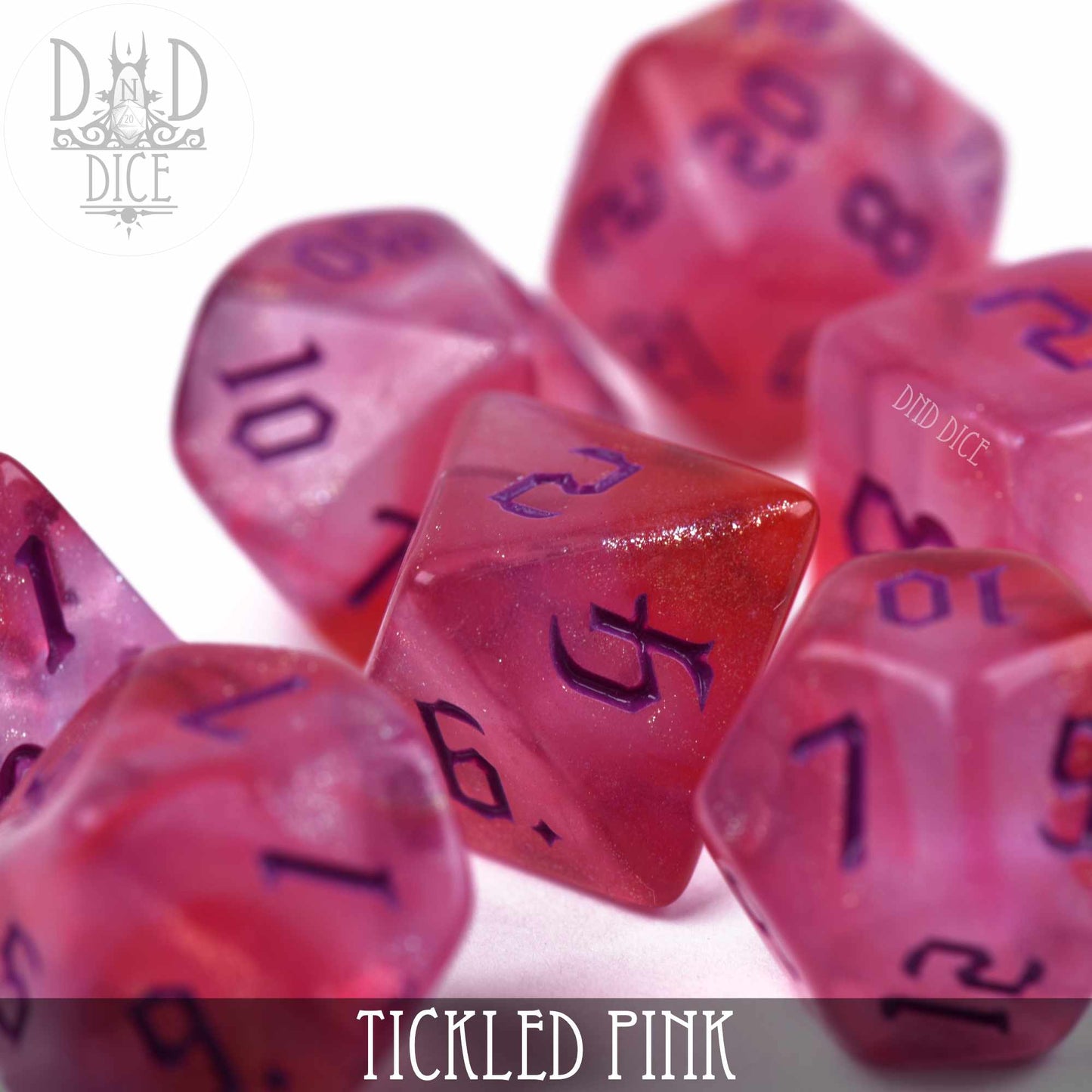 Tickled Pink Dice Set - Acrylic RPG Dice