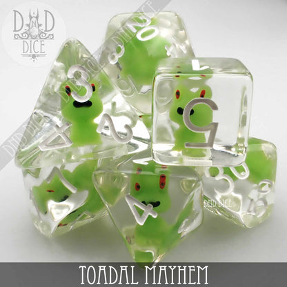 Toadal Mayhem Dice Set - Frog Themed Resin RPG Dice