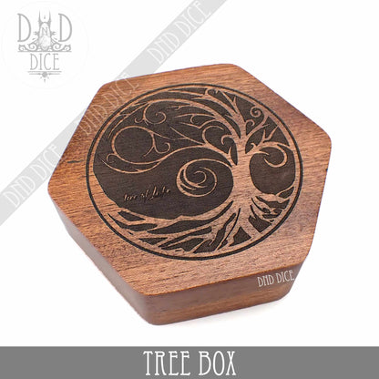 Tree Box Wooden Dice Box - Walnut Magnetic Dice Storage