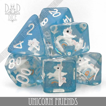 Unicorn Friends Dice Set – 7-Piece Polyhedral RPG Dice