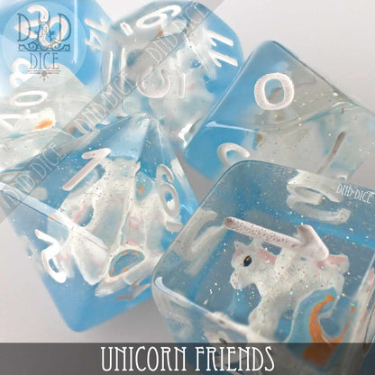 Unicorn Friends Dice Set – 7-Piece Polyhedral RPG Dice