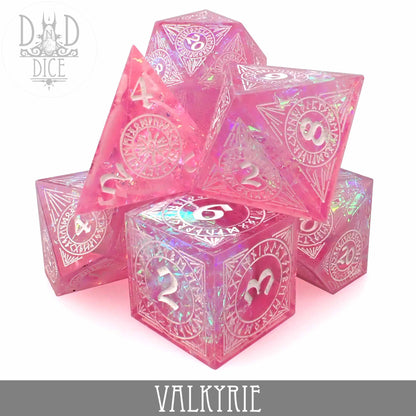 Valkyrie Handmade Dice Set – 7-Piece Norse-Themed Polyhedral RPG Dice