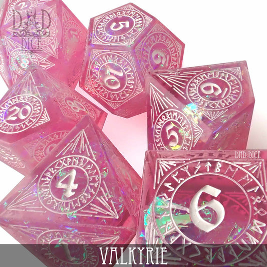 Valkyrie Handmade Dice Set – 7-Piece Norse-Themed Polyhedral RPG Dice