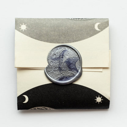 The Sun and Moon Worry Coin - Aztec Sun Stone Calendar and Moon in Fine Silver