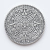 The Sun and Moon Worry Coin - Aztec Sun Stone Calendar and Moon in Fine Silver