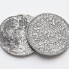 The Sun and Moon Worry Coin - Aztec Sun Stone Calendar and Moon in Fine Silver
