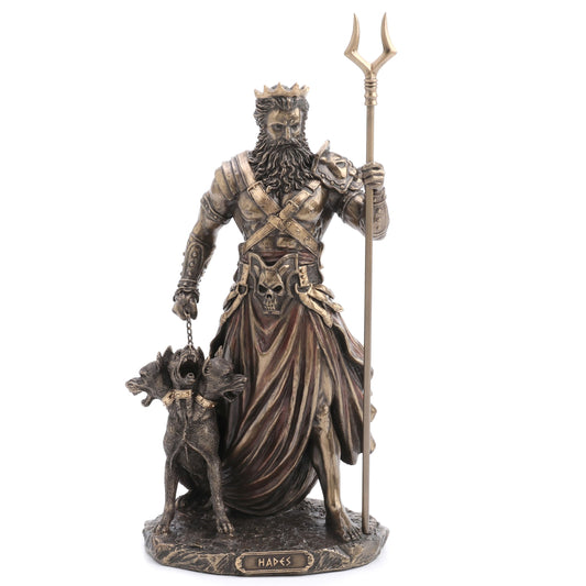 Hades, Ruler of the Greek Underworld with Cerberus Figurine