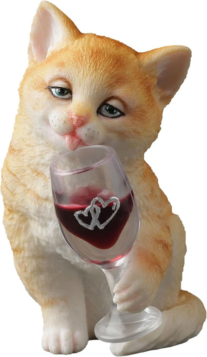 Wine Connoisseur Cat Figurine