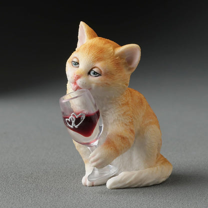 Wine Connoisseur Cat Figurine