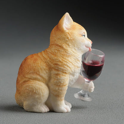Wine Connoisseur Cat Figurine