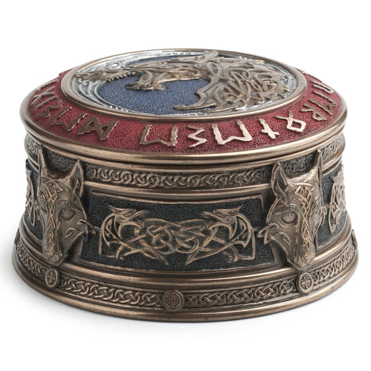 Fenrir Viking Rune Round Trinket Box