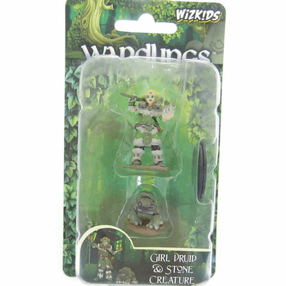 Girl Druid and Stone Creature Miniatures Pre-painted Minis