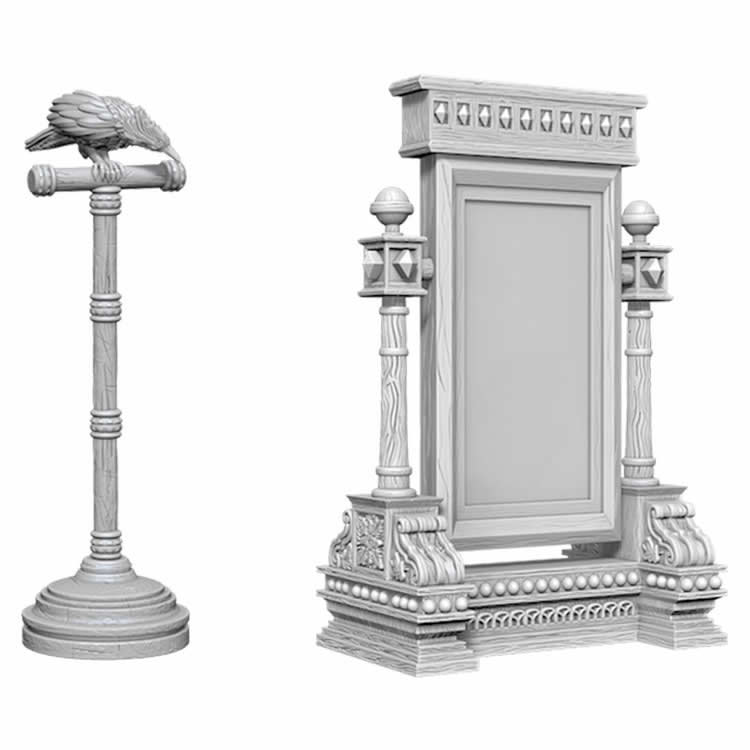 Mirror and Bird on Stand Miniatures Unpainted - Deep Cuts Terrain WZK73367