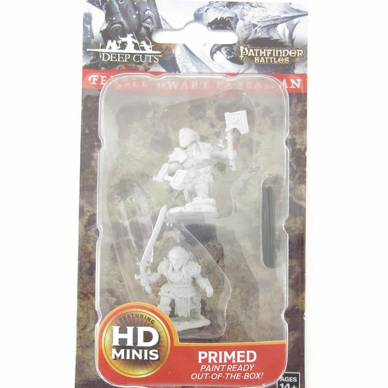 WZK73694 Female Dwarf Barbarian Pathfinder Battles Deep Cuts Miniatures